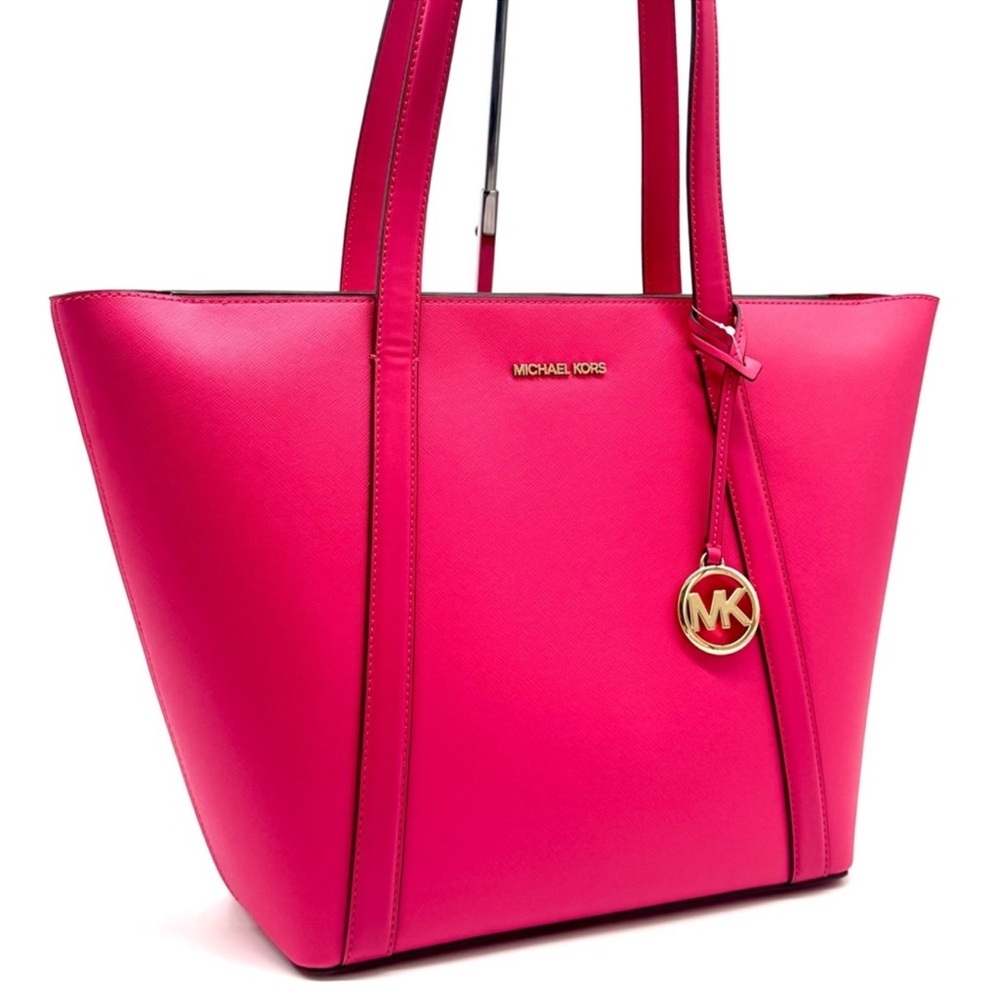 Michael Kors Pratt Large Signature Logo Tote Bag - Electric Pink - Picture 3 of 9